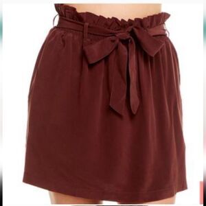 CHASER Silk Skirt Paperbag Elastic Waist Mini Sz Medium NWT Mulberry